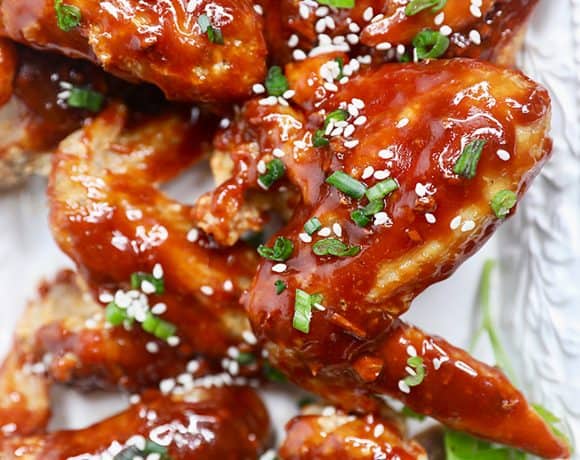 air fryer teriyaki chicken wings close up
