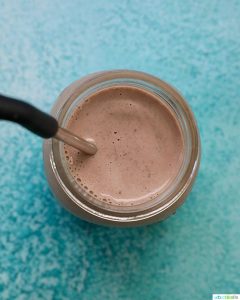 overhead photo of chocolate Post Workout Protein Shake
