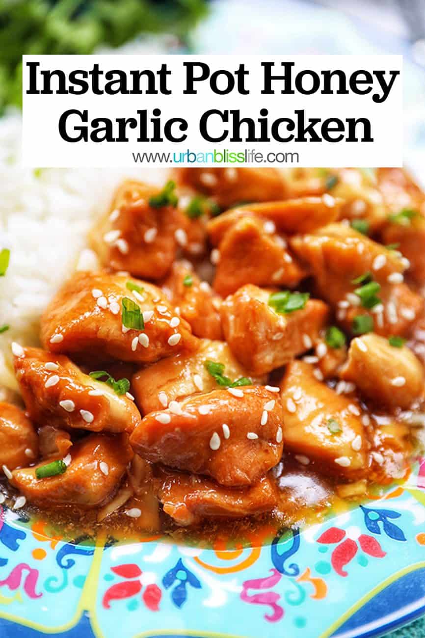 image of Instant Pot Honey Garlic Chicken with text