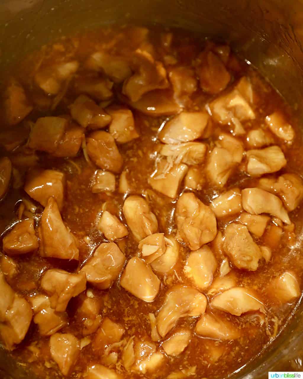 honey garlic chicken cooking in the instant pot