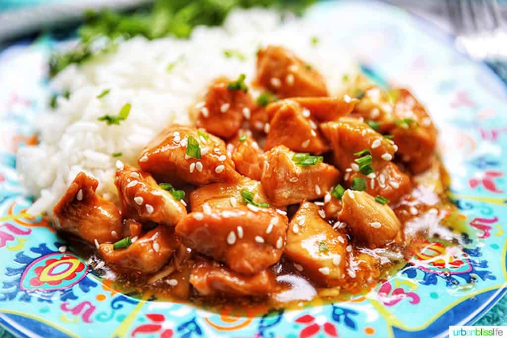 landscape photo of instant pot honey garlic chicken