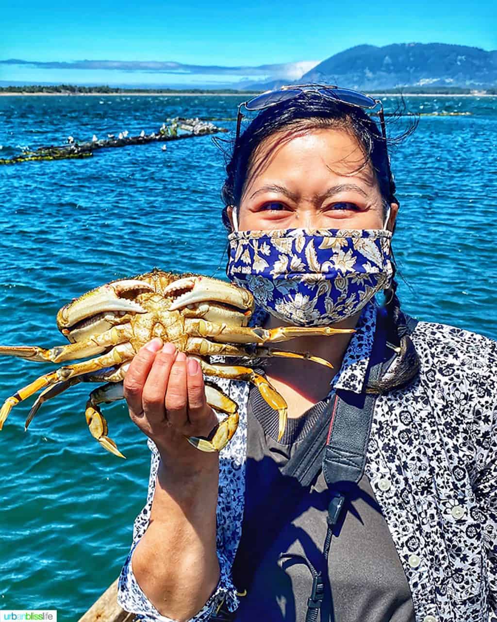 Marlynn Schotland crabbing at Kelly's Brighton Marina in Rockaway, Oregon