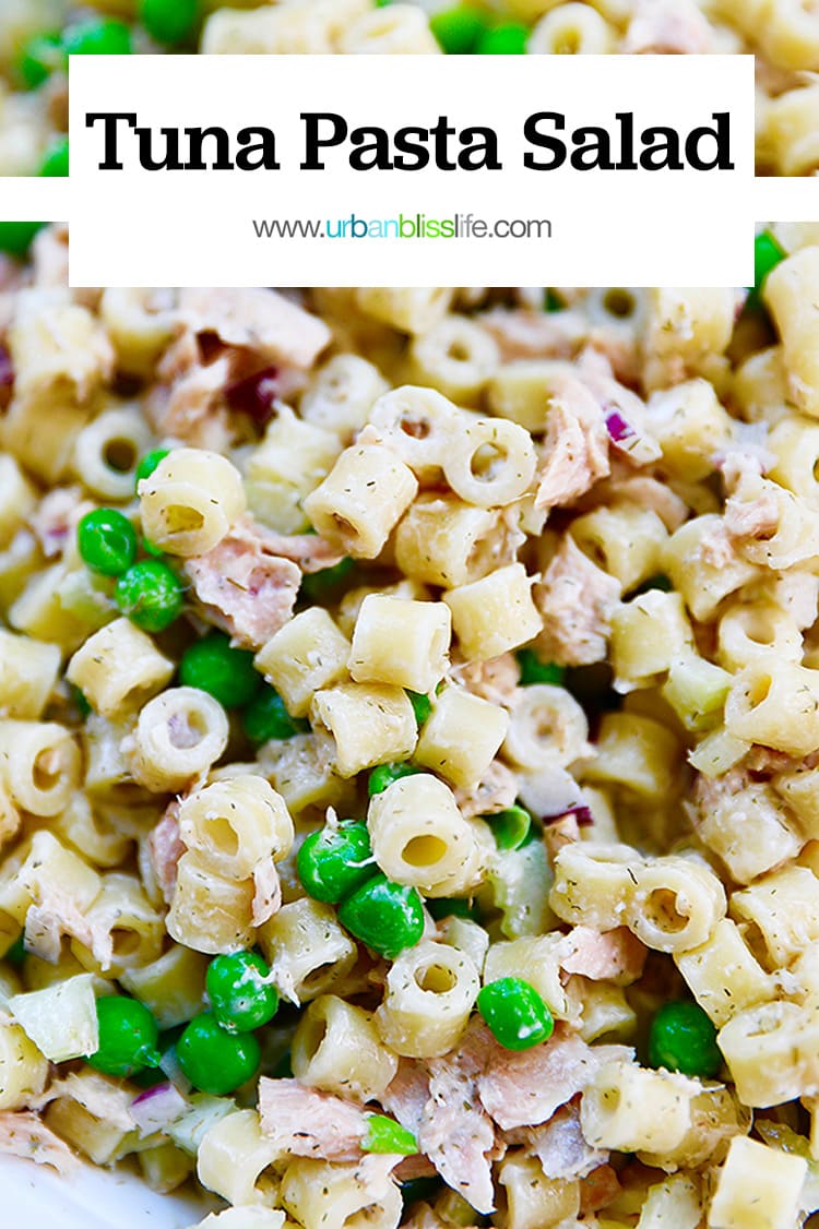main graphic for tuna pasta salad recipe