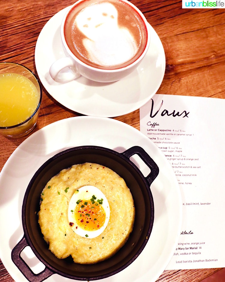 eggs with polenta at vaux restaurant in portland