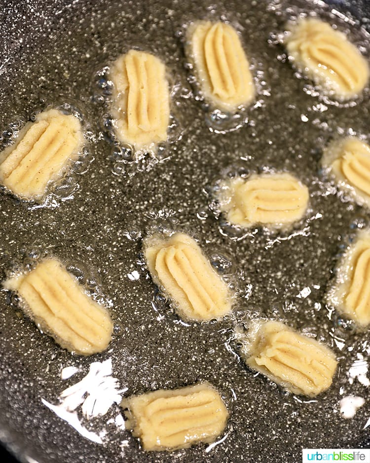 churro dough in oil