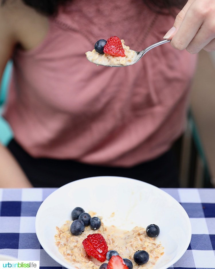 spoonful of fruit and oatmeal