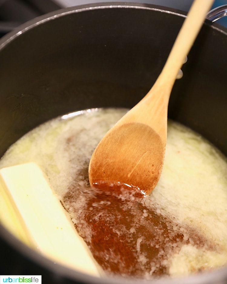 stirring butter for churro dough