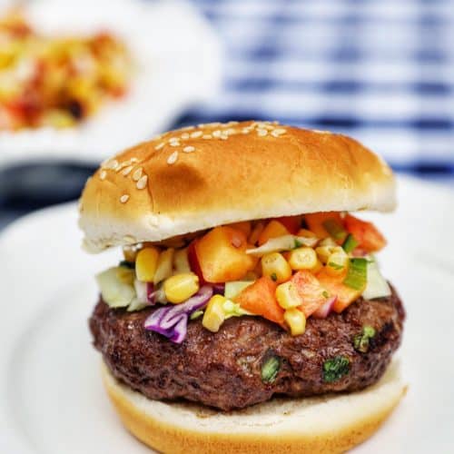 Asian beef burger with summer slaw