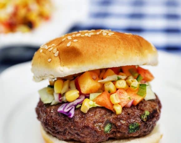 Asian beef burger with summer slaw