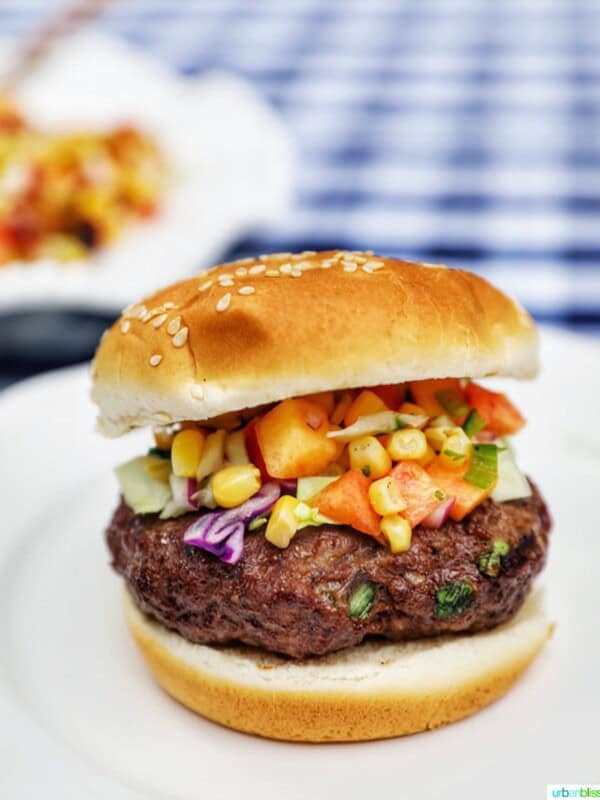 Asian beef burger with summer slaw
