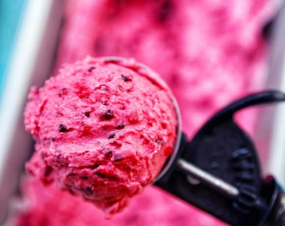 scoop of Dairy-Free Mixed Berry Ice Cream
