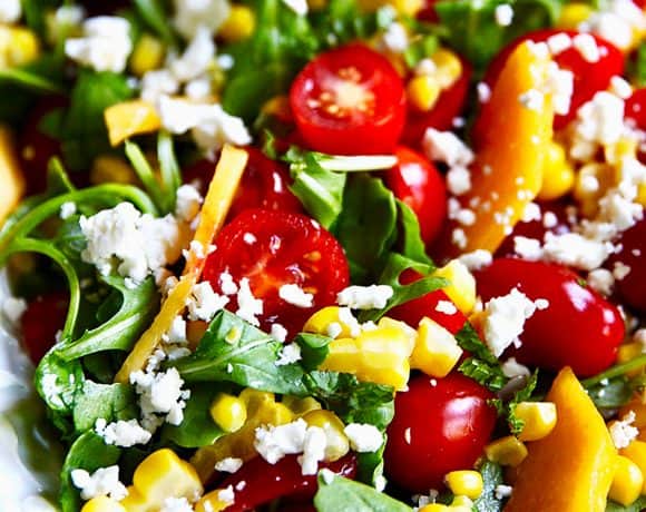 close up of Peach Tomato Salad