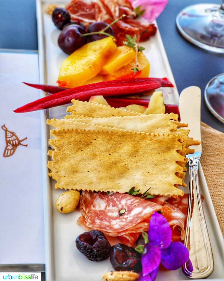 charcuterie board for wine tasting at Stoller winery