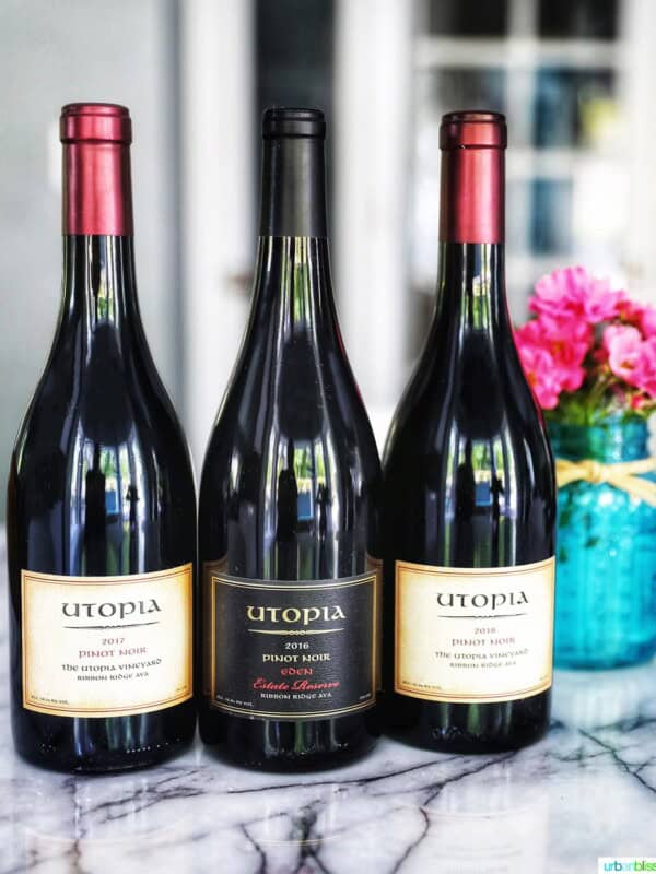3-pack of pinot noir wine bottles from utopia wines