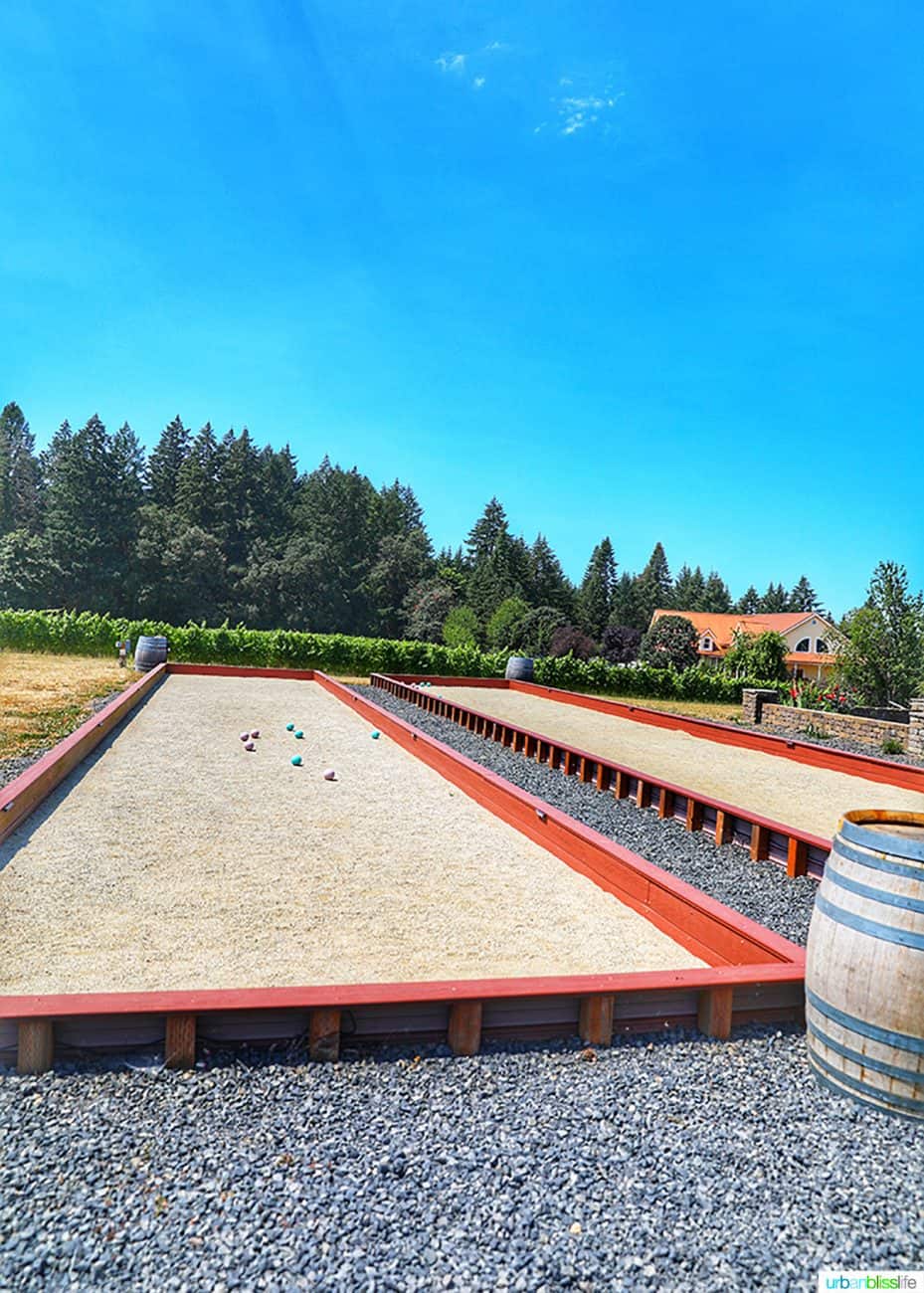 bocce ball courts at Utopia Vineyard