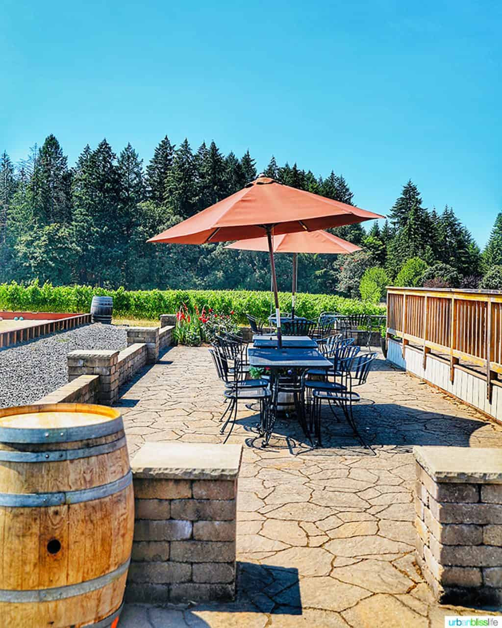 patio tables at Utopia Vineyard