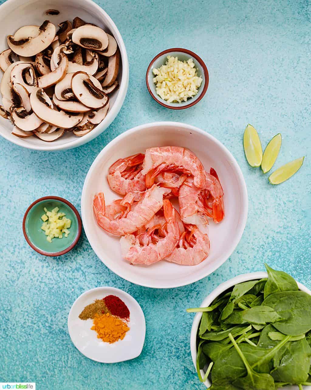 ingredients for coconut curry shrimp