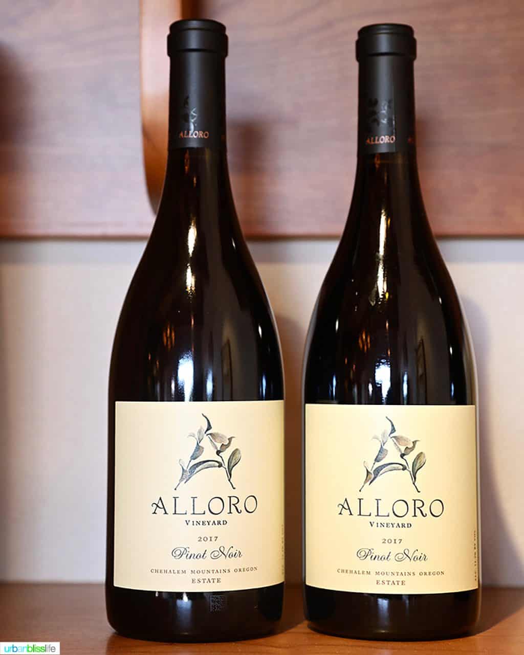 two bottles of Alloro Vineyard Pinot Noir 