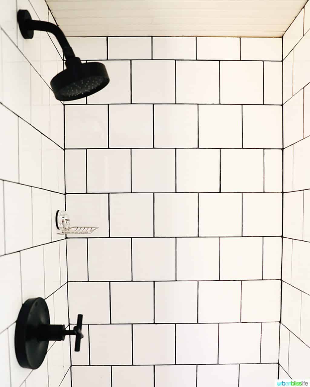 white subway tiled shower