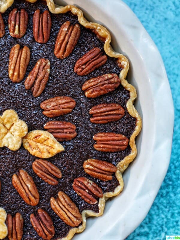 right half ogf Chocolate Bourbon Pecan Pie