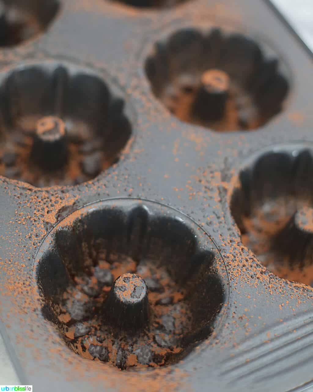 cocoa powder in mini bundt cakes