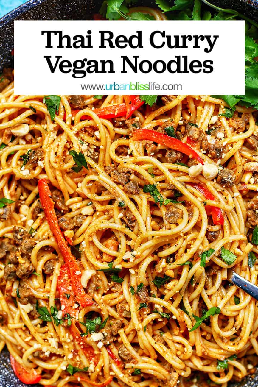 Thai Red Curry Vegan Pasta with title text