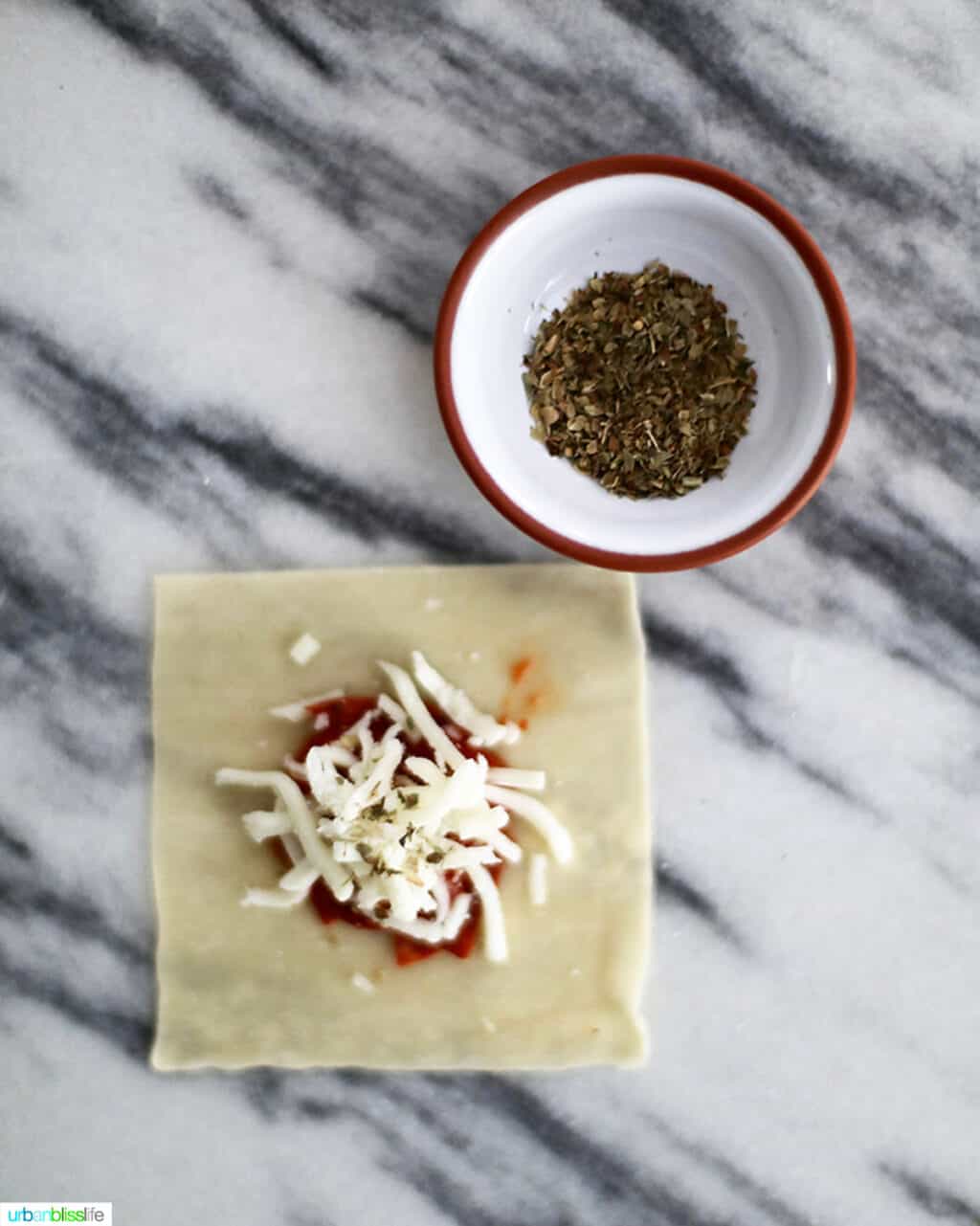 assembling air fryer pizza rolls