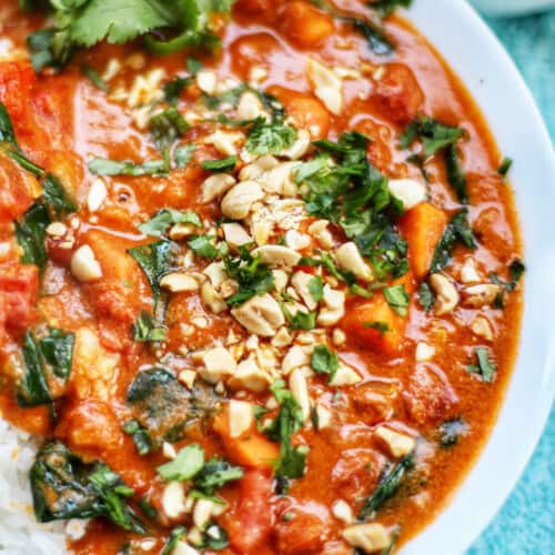 closeup of Ninja Foodi African Peanut Stew