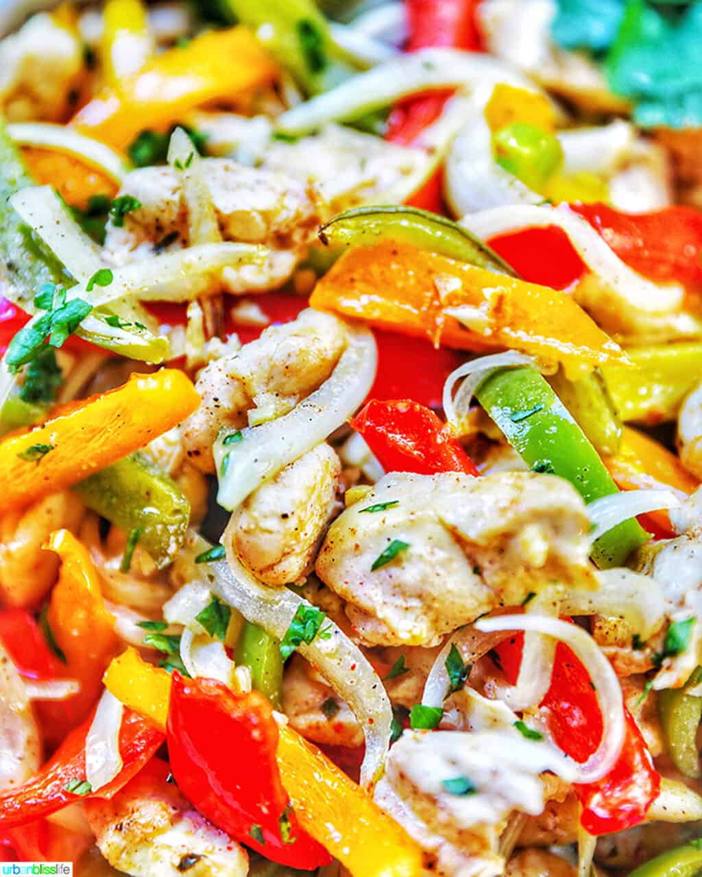 closeup of Sheet Pan Chicken Fajitas