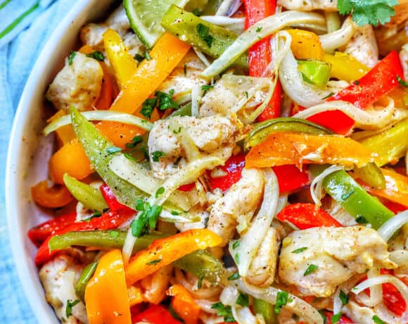 side photo of Sheet Pan Chicken Fajitas