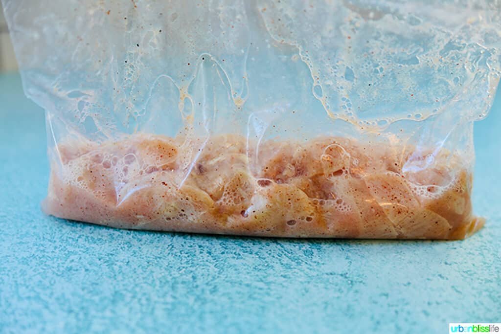 chicken marinating in fajita marinade