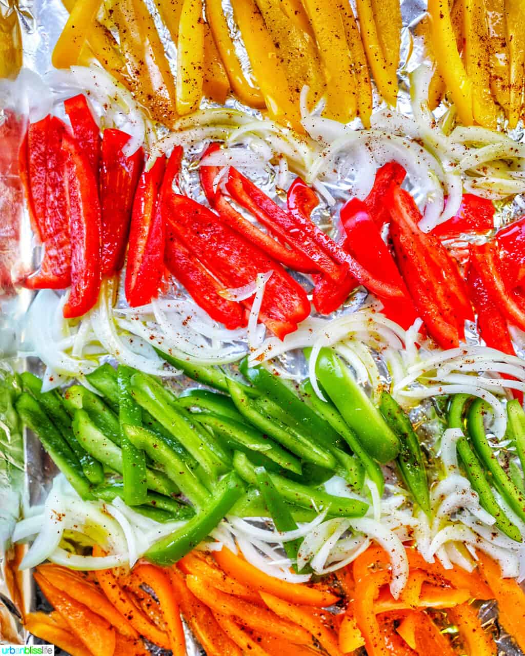 colorful bell peppers and onion slices