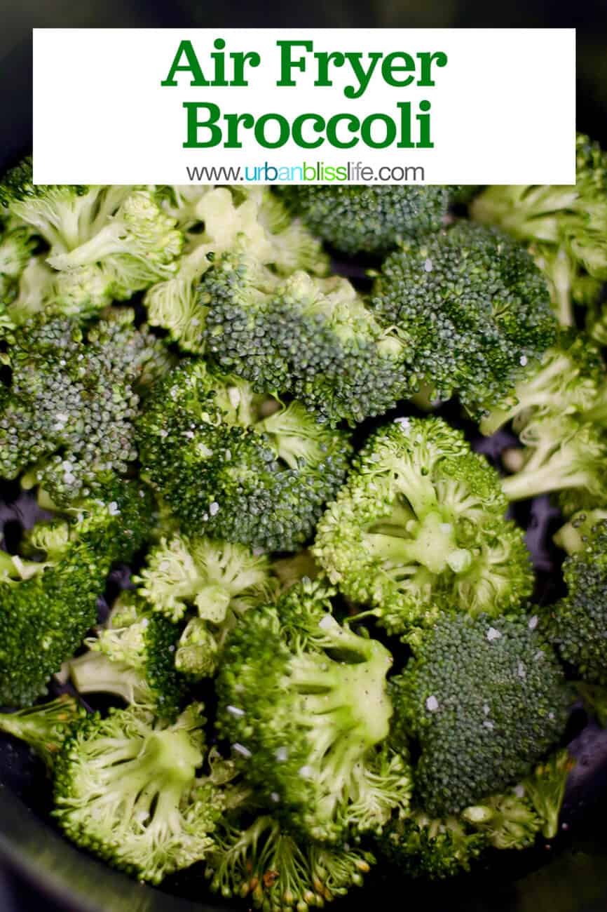 air fryer broccoli with text for Pinterest