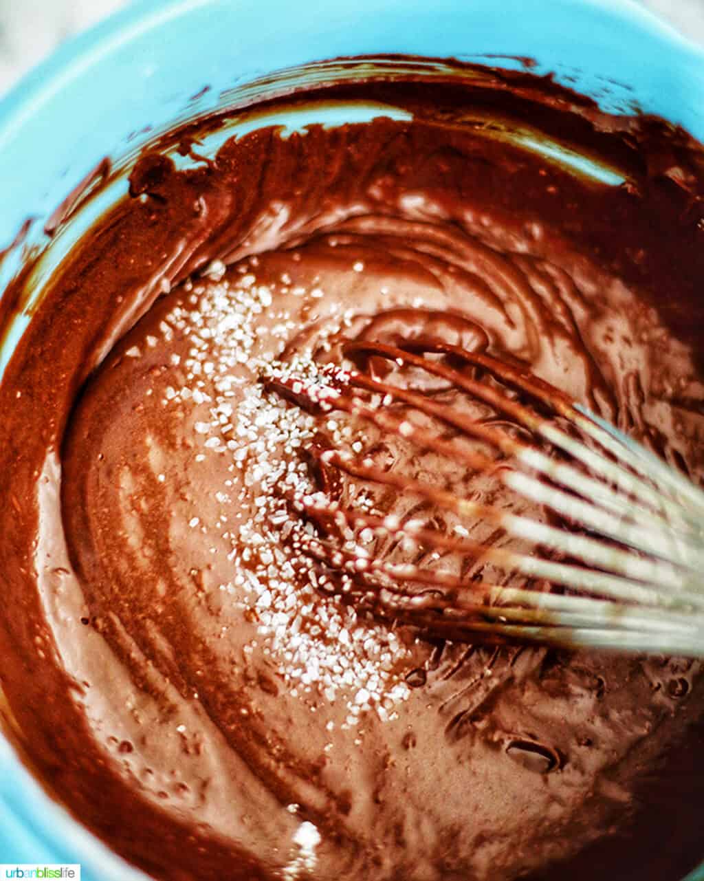 whisking chocolate and salt