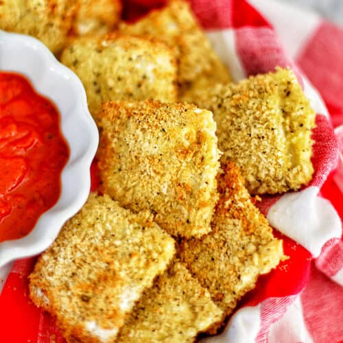 Air Fryer Ravioli with dipping sauce