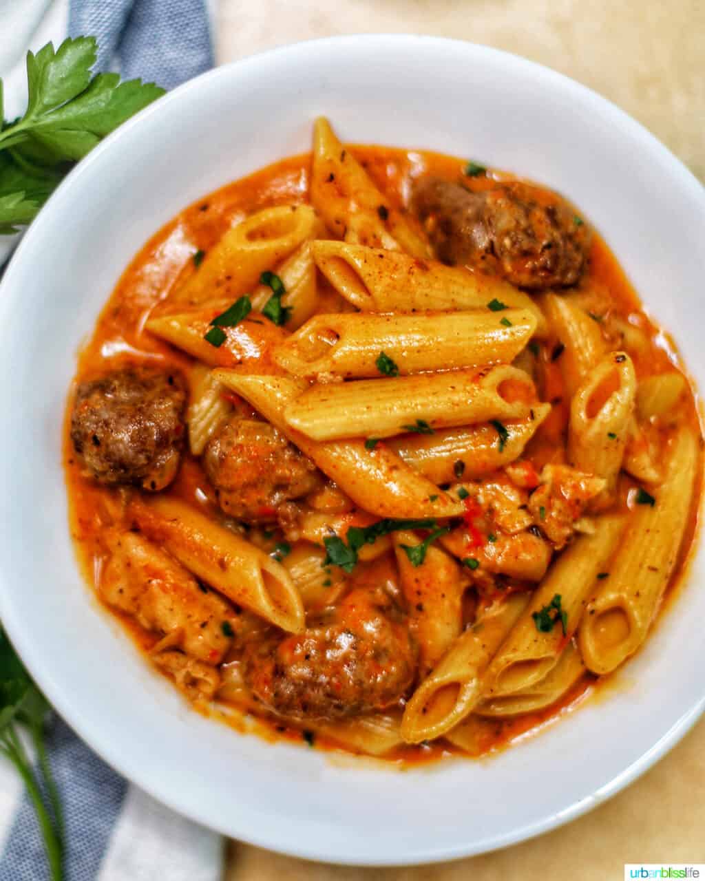 bowl of Instant Pot Cajun Chicken Pasta