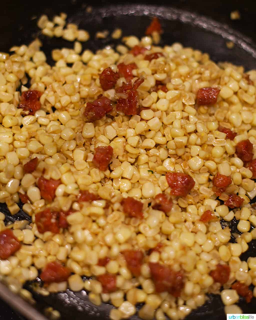 corn and longganisa cooking