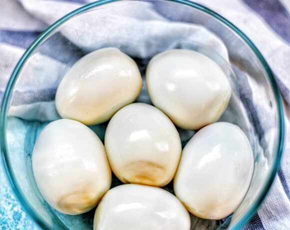 Ninja Foodi Hard Boiled Eggs in a bowl