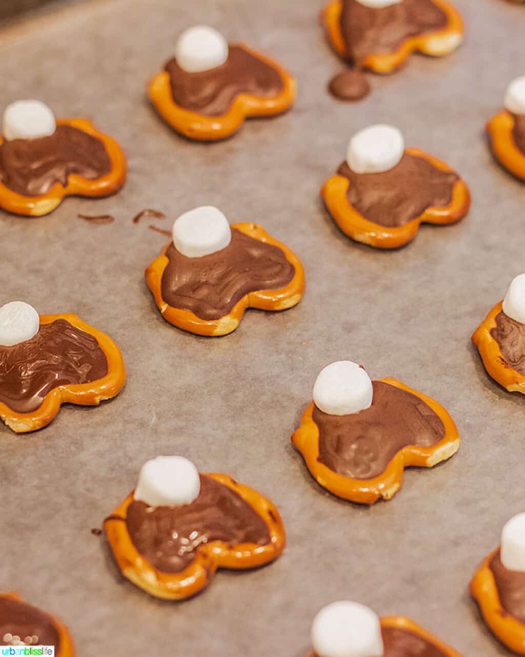 making cute Easter bunny pretzels