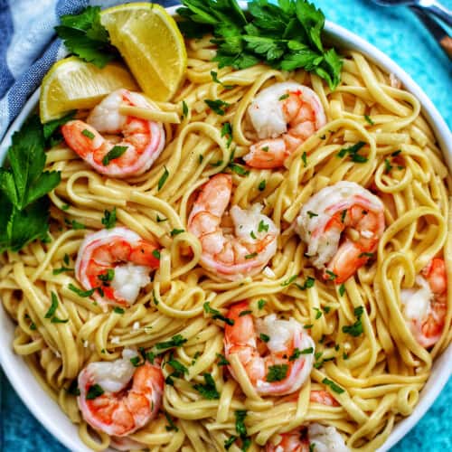 bowl of Shrimp Scampi Linguini