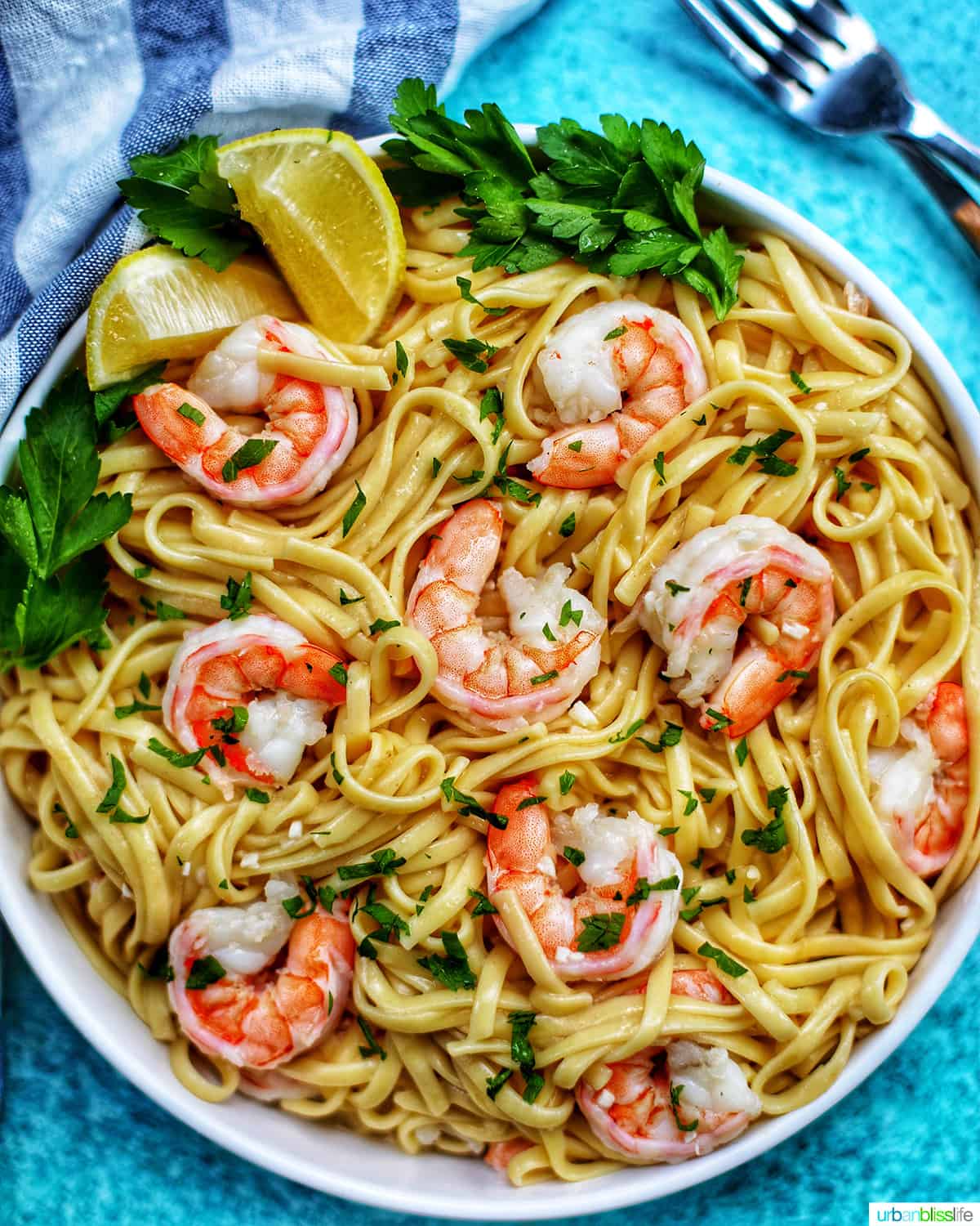 bowl of Shrimp Scampi Linguini 