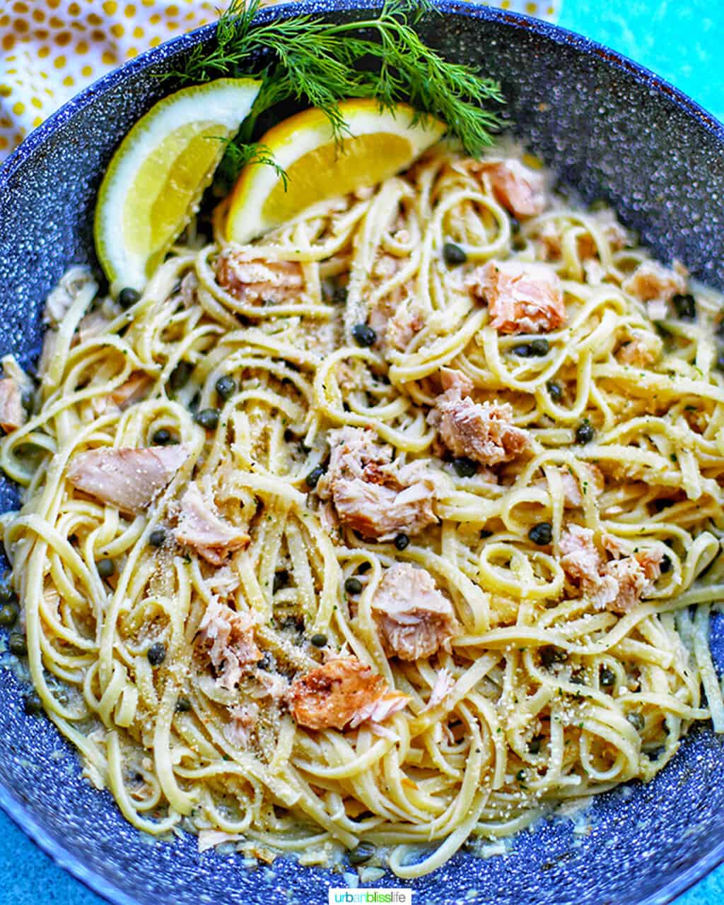 skillet of tuna pasta