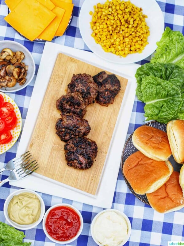 the ultimate burger bar on checkered tablecloth