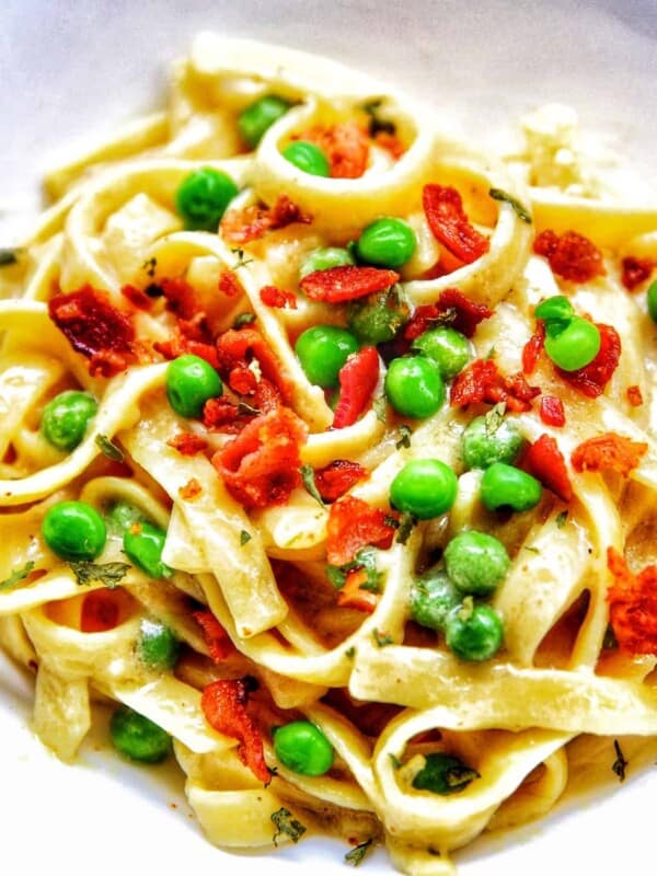 Instant Pot pasta with bacon and peas (Ninja Foodi)