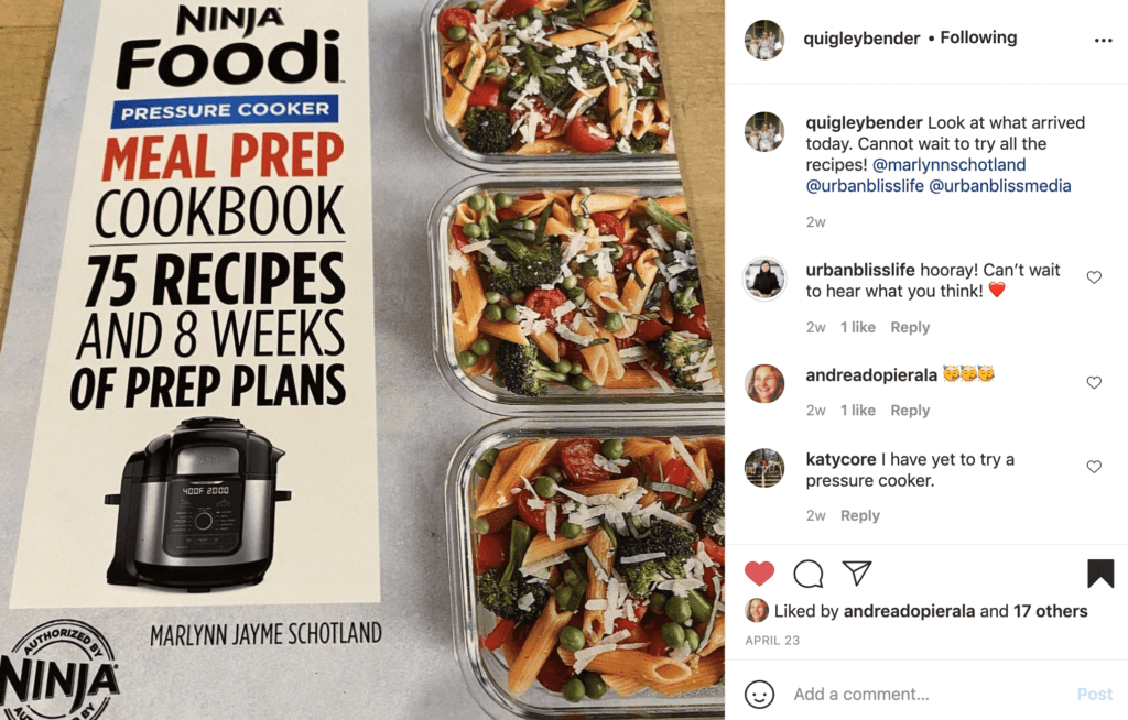 cookbook social media post