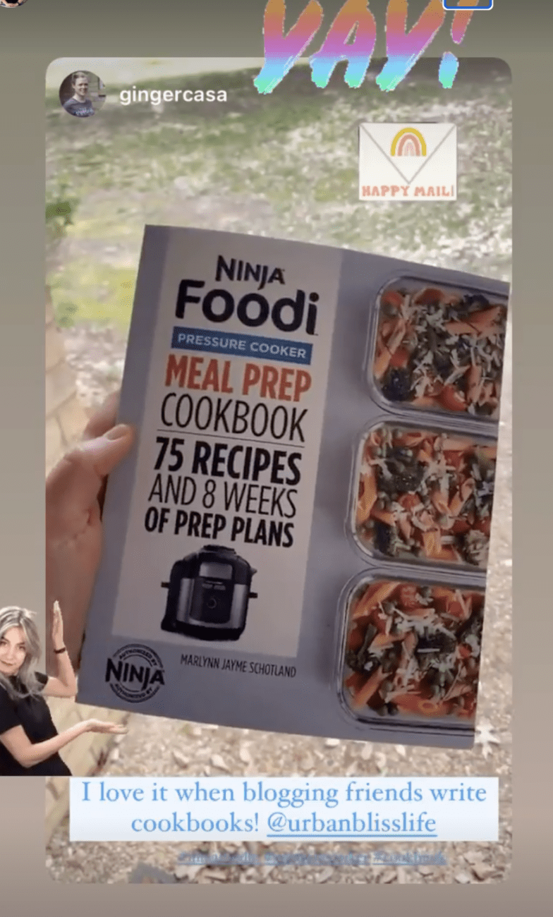 reader social media post about the cookbook.