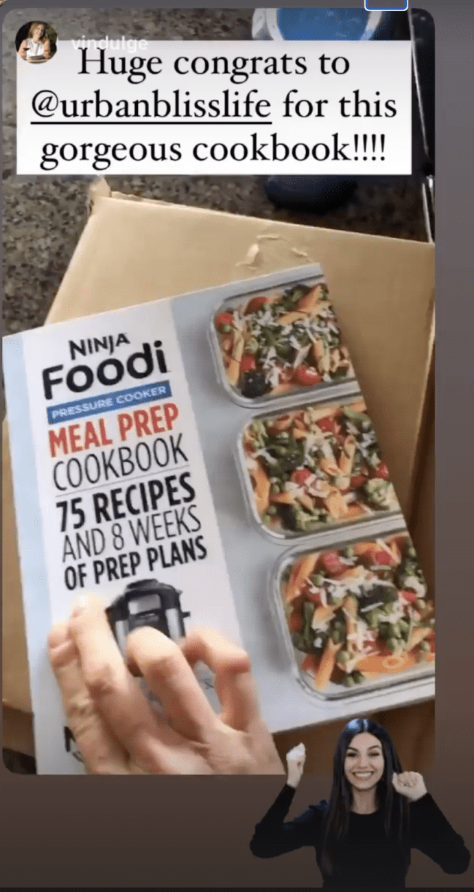 reader social media post about the cookbook.
