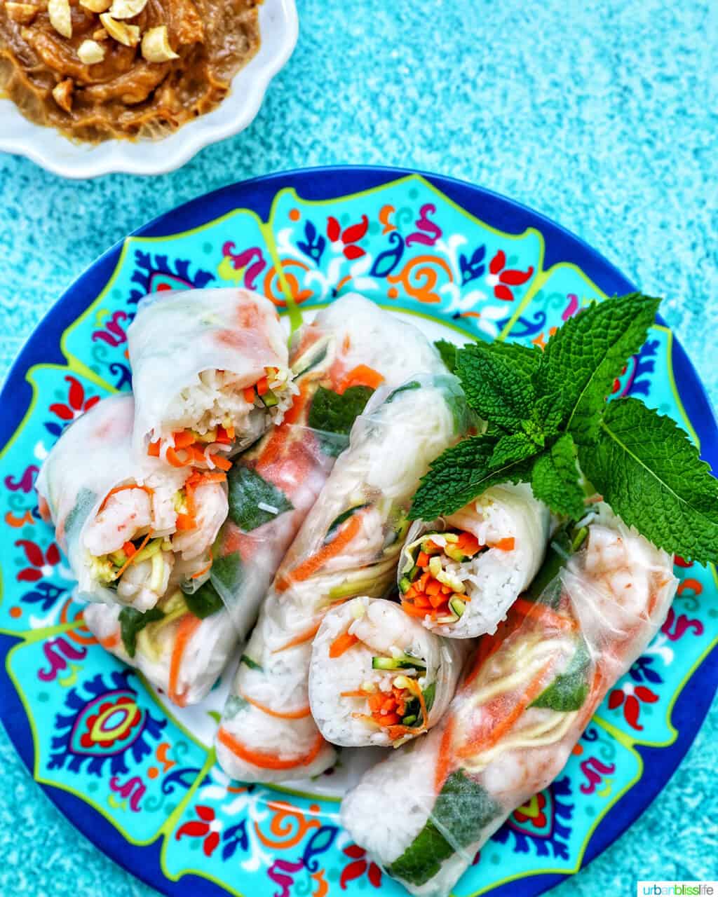 shrimp summer rolls with peanut sauce