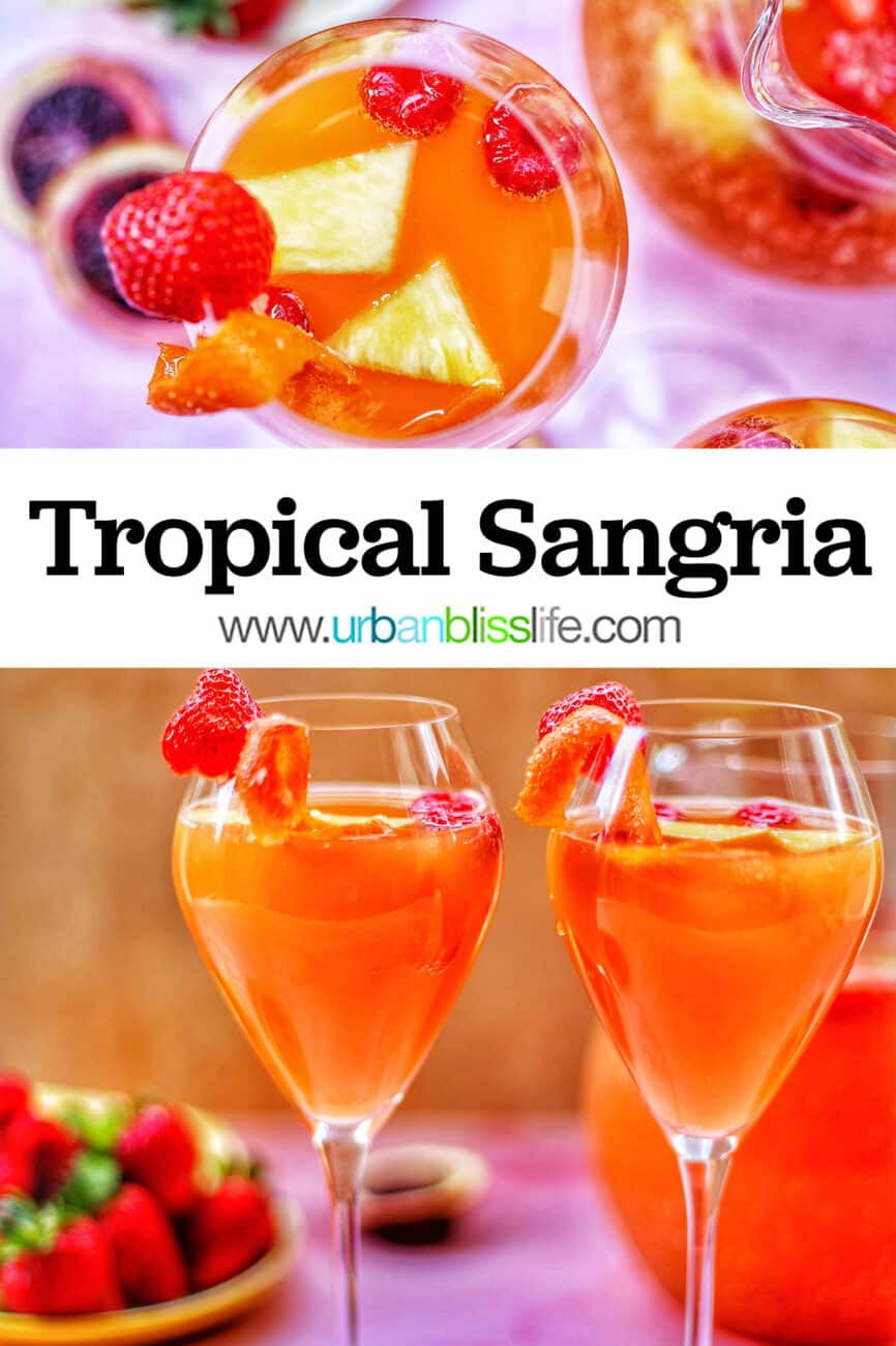 tropical sangria in glasses with text