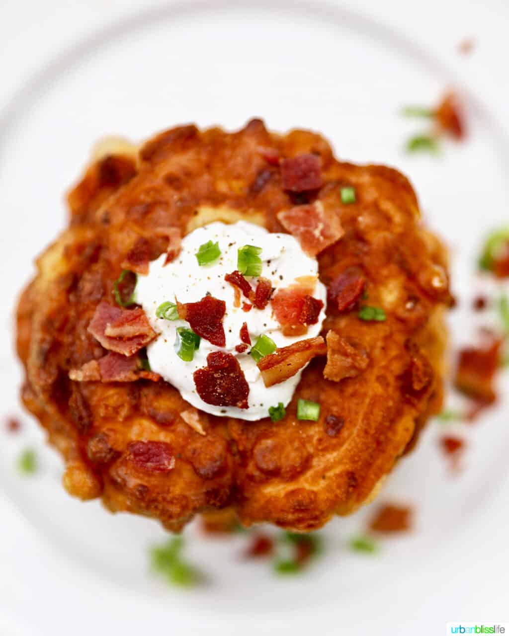 stack of corn fritters with bacon